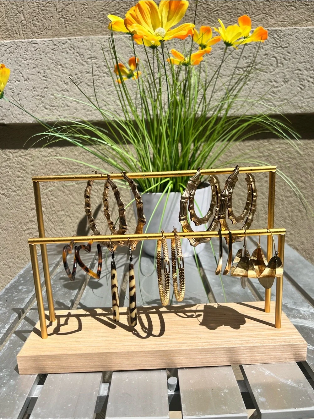 Gold and Wooden Jewelry Display Set
